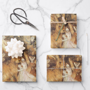 Feuille De Papier Cadeau Rabbit Parmi les fées, contes de fées Vintages