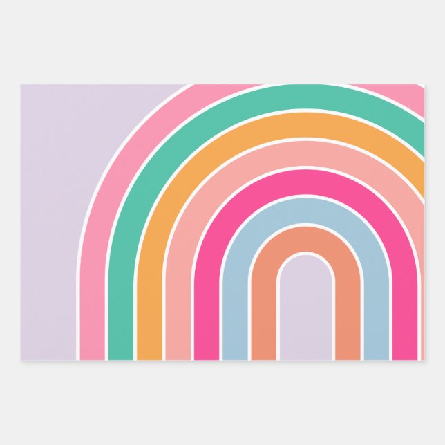 Feuille De Papier Cadeau Rainbow Pastel Purple (Devant)