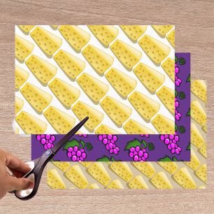 Feuille De Papier Cadeau raisins et fromages - motif gourmet