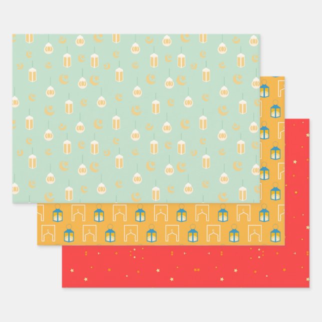 Feuille De Papier Cadeau Ramadan Kareem Aïd Moubarak Joyeux Bande D'Envelop (Lot)