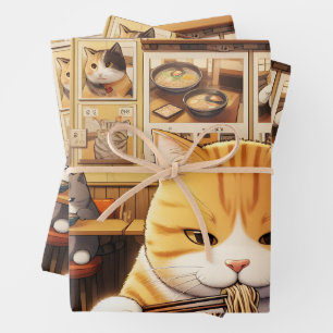 Feuille De Papier Cadeau Ramen pour manger des chats v1