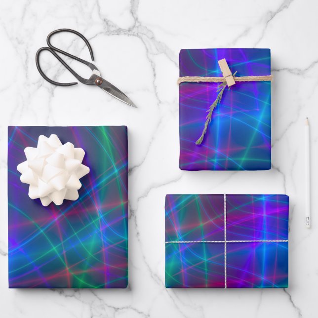 Feuille De Papier Cadeau Rayons multicolores lumineux (Recto)