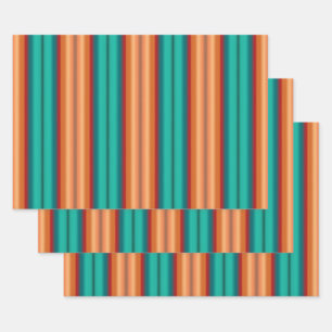 Feuille De Papier Cadeau Rayures arc-en-ciel turquoise rouge orange du Sud-