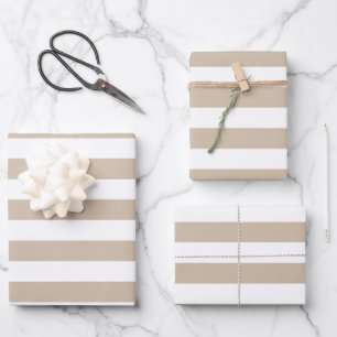 Feuille De Papier Cadeau Rayures Brown et blanches claires
