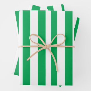 Feuille De Papier Cadeau Rayures de cabane vertes et blanches 