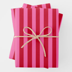 Feuille De Papier Cadeau Rayures de menthe rose et rouge