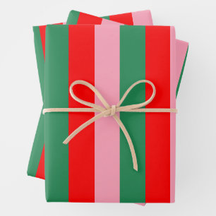 Feuille De Papier Cadeau Rayures de Noël contemporaines