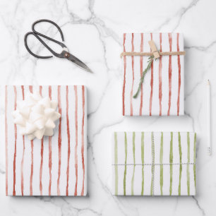 Feuille De Papier Cadeau Rayures Rouges Anniversaire