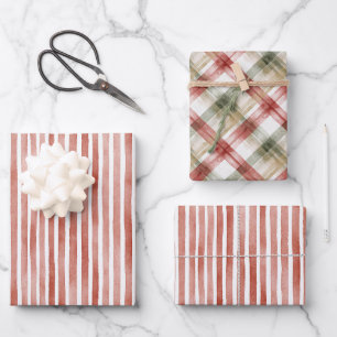 Feuille De Papier Cadeau Rayures rouges et blanches de Noël