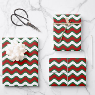 Feuille De Papier Cadeau Rayures rouges et vertes classiques de Noël