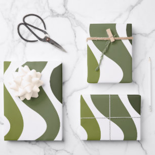 Feuille De Papier Cadeau Rayures Vertes Ondulées