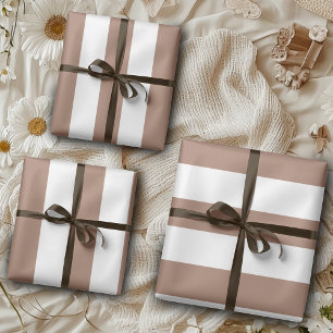 Feuille De Papier Cadeau Rayures verticales vintage Mousse de Mocha Blanc