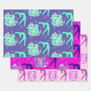 Feuille De Papier Cadeau Reach for the Stars Gymnastique Tumbling Wrapping