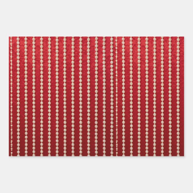 Feuille De Papier Cadeau Red and White Velvet-Look (Devant)