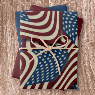 Feuille De Papier Cadeau Red & Blue Stars & Stripes États-Unis drapeaux amé