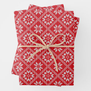 Feuille De Papier Cadeau Red Fair Isle Sweat Knit Motif Noël