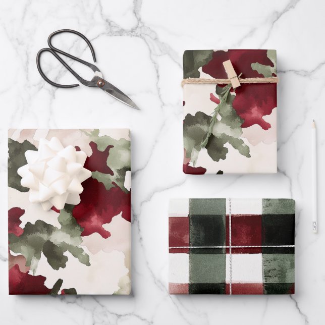 Feuille De Papier Cadeau Red Green Camo Birthday (Recto)