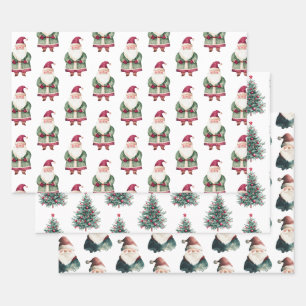 Feuille De Papier Cadeau Red Green Noël Père Noël