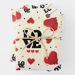 Feuille De Papier Cadeau Red Hearts Motif Saint Valentin