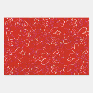 Feuille De Papier Cadeau Red Hearts Wrapping Paper 