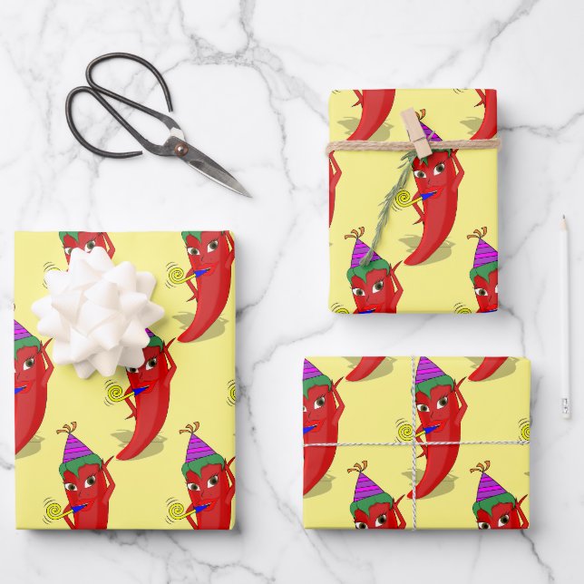 Feuille De Papier Cadeau Red Hot Pepper Diva Anniversaire Célébration Perso (Recto)