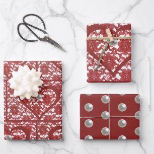 Feuille De Papier Cadeau Red Lace Motif Valentine's
