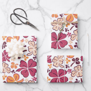 Feuille De Papier Cadeau Red Lucky Shamrock Clover Saint Patrick`s Day