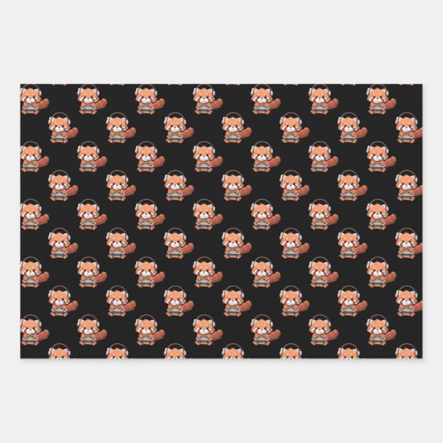 Feuille De Papier Cadeau Red Panda Gamer (Devant)