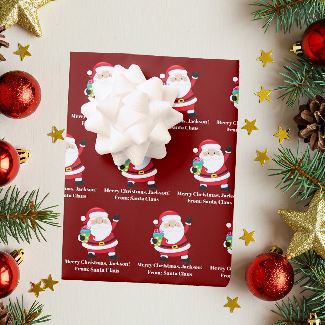 Feuille De Papier Cadeau Red Santa Claus Customisé Enfants Noël (Créateur téléchargé)