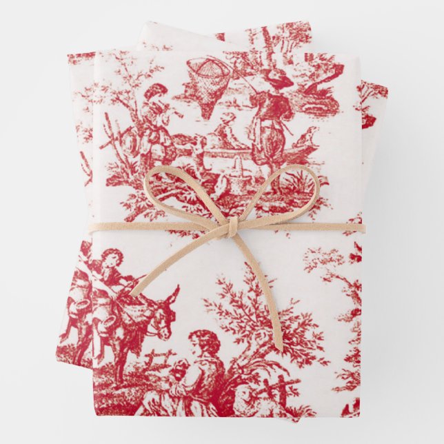 Feuille De Papier Cadeau Red Toile Holiday (En situation)