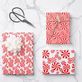 Feuille De Papier Cadeau Red White Peppermint Candy Holdiay Pattern