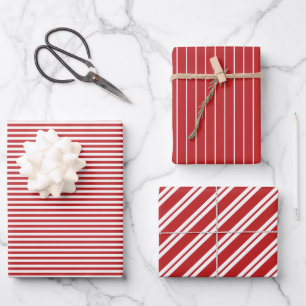 Feuille De Papier Cadeau Red White Stripes Simple Vacances Motifs