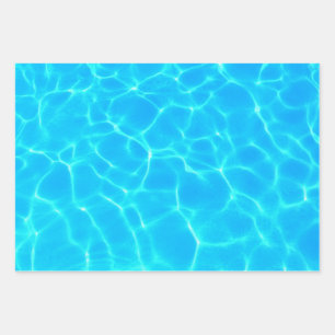 Feuille De Papier Cadeau Réflexions sur l'eau de la piscine bleu chatoyante