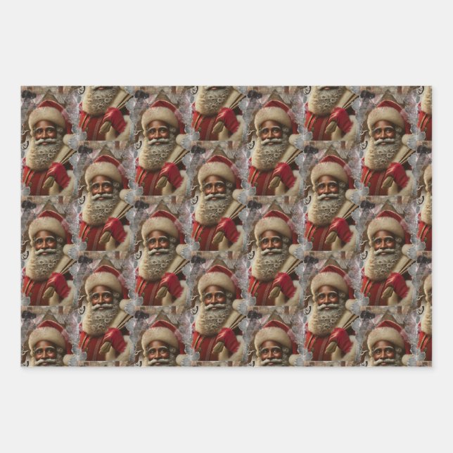 Feuille De Papier Cadeau Regal Père Noël avec rennes (Devant)