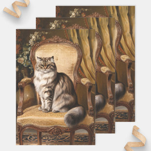 Feuille De Papier Cadeau Regal Perse Chat Style Vintage Peinture Découpage