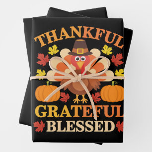 Feuille De Papier Cadeau Remerciements à la Turquie béni Thanksgiving