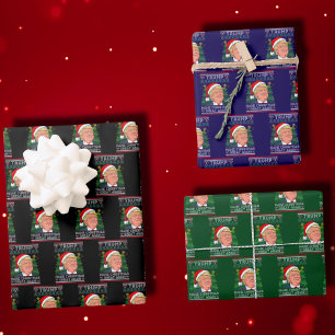 Feuille De Papier Cadeau Rendre Noël grand Père Noël Trump Xmas moche