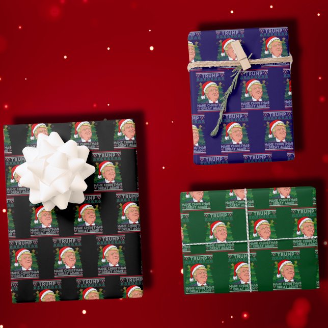 Feuille De Papier Cadeau Rendre Noël grand Père Noël Trump Xmas moche (Créateur téléchargé)