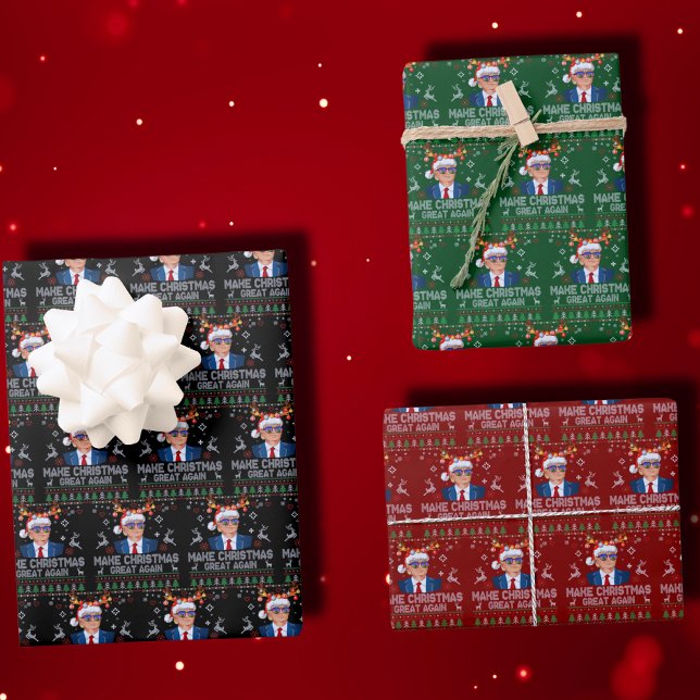 Feuille De Papier Cadeau Rendre Noël super à nouveau, Trump laide (Créateur téléchargé)