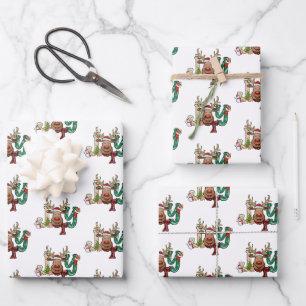 Feuille De Papier Cadeau Renne de joie amusant Noël vacances