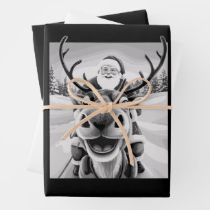 Feuille De Papier Cadeau Renne drôle de selfie Noël Santa