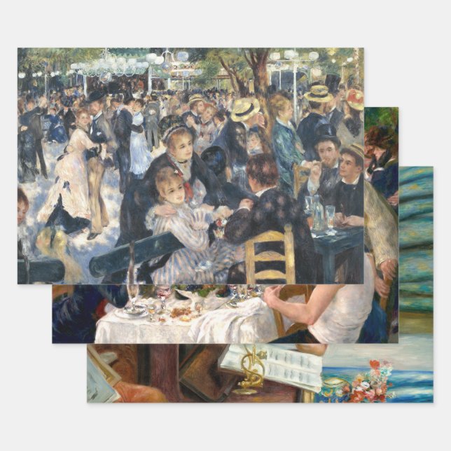 Feuille De Papier Cadeau Renoir Moulin Danse Galette Party (Lot)