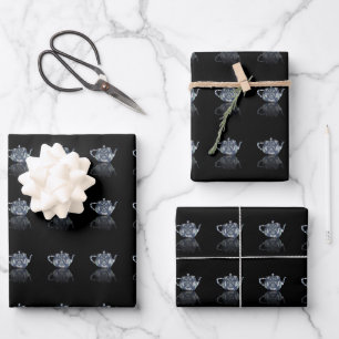 Feuille De Papier Cadeau Répétition de la théière reflétée