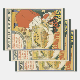 Feuille De Papier Cadeau Restaurant Bar à Bière et Café Art Nouveau Vintage
