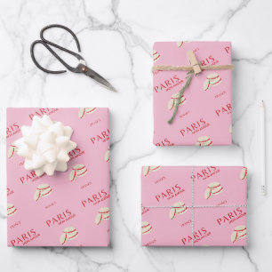 Feuille De Papier Cadeau Retro Abstrait Pastel Paris Pink Pastel Travel Art
