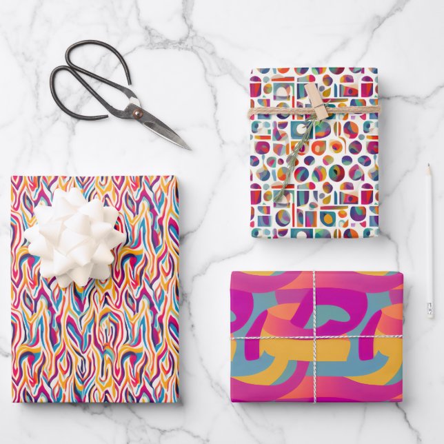 Feuille De Papier Cadeau Retro Bright - Automne, Hiver Bright Subtle Abstra (Recto)