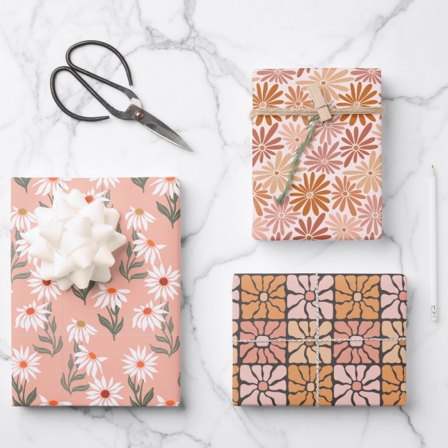 Feuille De Papier Cadeau Retro Daisy Delft (Recto)