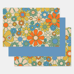 Feuille De Papier Cadeau Retro Garden Floral 60s les années 70 Motif