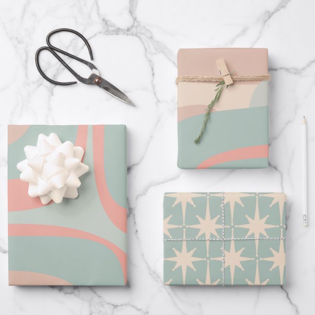 Feuille De Papier Cadeau Retro Groove Pastel Vibes Motifs (Recto)