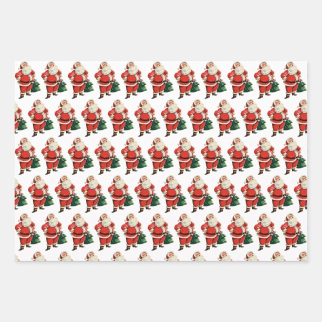 Feuille De Papier Cadeau Retro Père Noël (Devant)